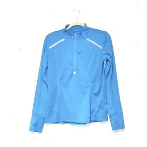 Athleta women's track jacket half way zipper front. Long sleeve teal Size: S
